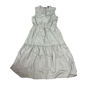 Lands' End Ladies'  Lyocell Tiered Midi Dress Tan *MEDIUM*